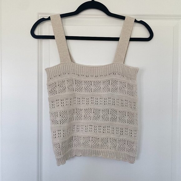 SO® Juniors Pointelle Crochet Tank Top – Size M, Boho Sleeveless Knit - Picture 2 of 9